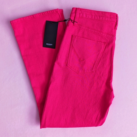 Hudson Holly Jeans High Rise Cropped Bootcut Zip Fly Hibiscus Pink Denim 27 NWT - Picture 3 of 14